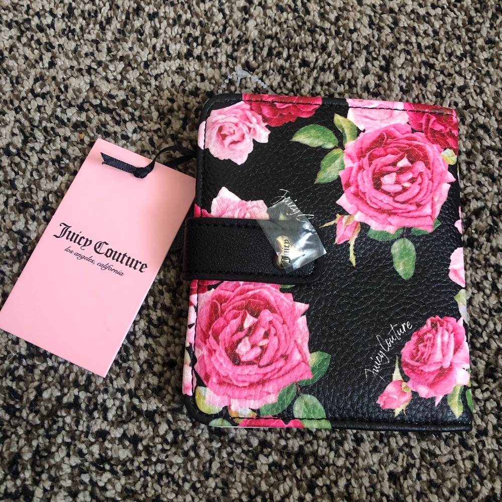 Juicy Couture Black and pink floral wallet